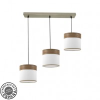 Distribuidor - Lâmpadas Diversas | Lâmpadas Modernas | REGLETA CLOE 3XE27 CUERO/BLANCA-MADERA OSCURA REGX60X16 CM Ref: 175493084